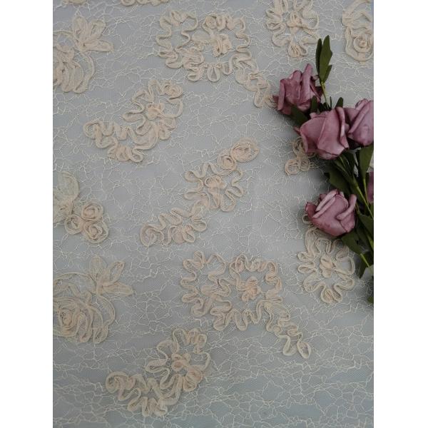 Cording Lace 100% Polyester Embroidered Apparel Fabric