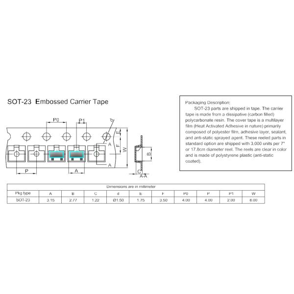 SOT-23 MMBTA44 NPN Silicon Power Transistor Collector Current 600 MA