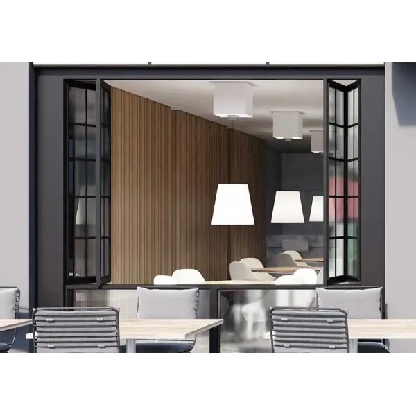 Folding-Window-Design0 Exterior Aluminium Folding Doors Double Glass Soundproof Bifold Doors For Shop