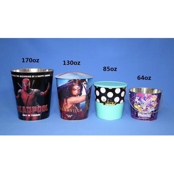 DADI Custom Printing Tinplate Metal Popcorn Bucket Tin With Lid and Handle