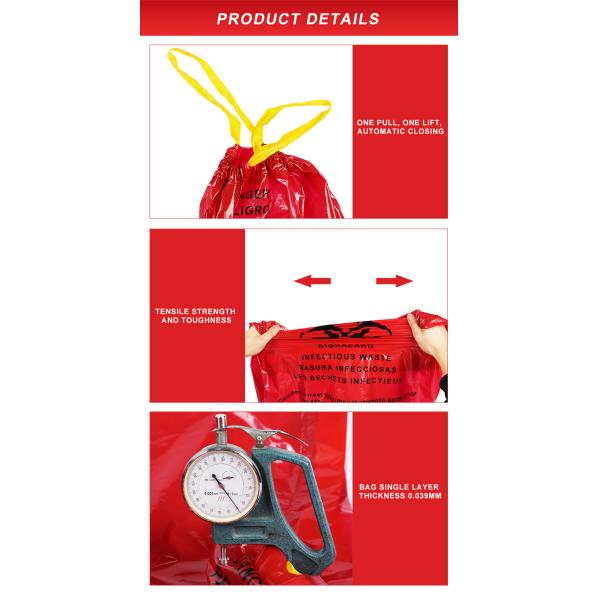 76.6cm*60.5cm LDPE HDPE Medical Waste Bags For Hospital Biohazard