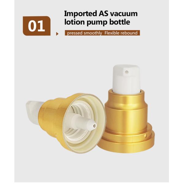 empty clear Gold Airless Pump Bottle for skincare packaging