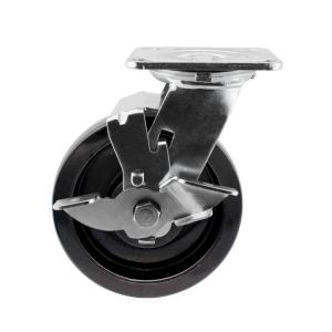  Swivel Plate Heavy Duty Casters Trolley Wheels With Side Lock 125x50mm Black Hard Glass Filled Nylon Wheel Manufactures
