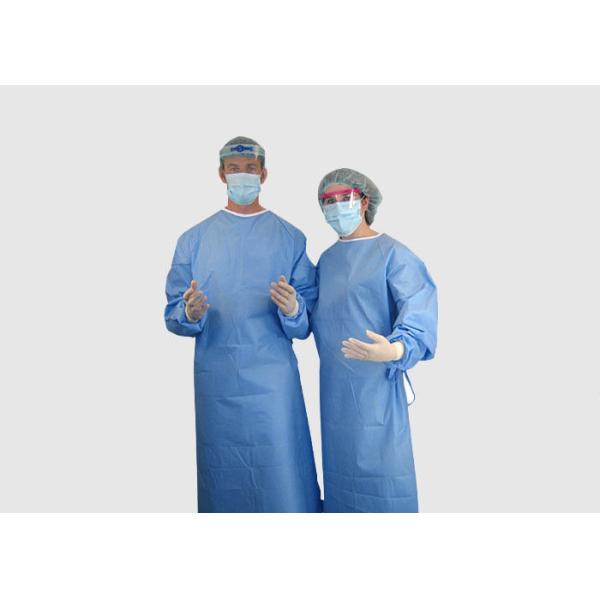 Degradable Disposable Surgeon Gown Blue Color With Ties On Neck / Waist