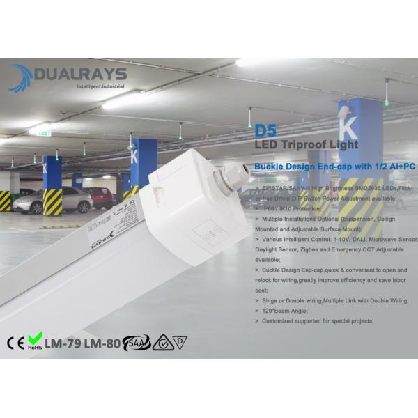 4ft 50 Watt Tri Proof LED Light 160LPW Efficiency Innovative Buckle Design End-cap Quick Convenient to Open and Relock