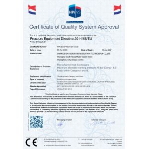 Changzhou Aidear Refrigeration Technology Co., Ltd. Certifications