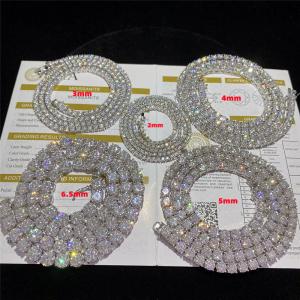 China VVS Moissanites Tennis Diamond Necklace Hip Hop 925 Sterling Silver 2mm 3mm 5mm 6.5mm on sale