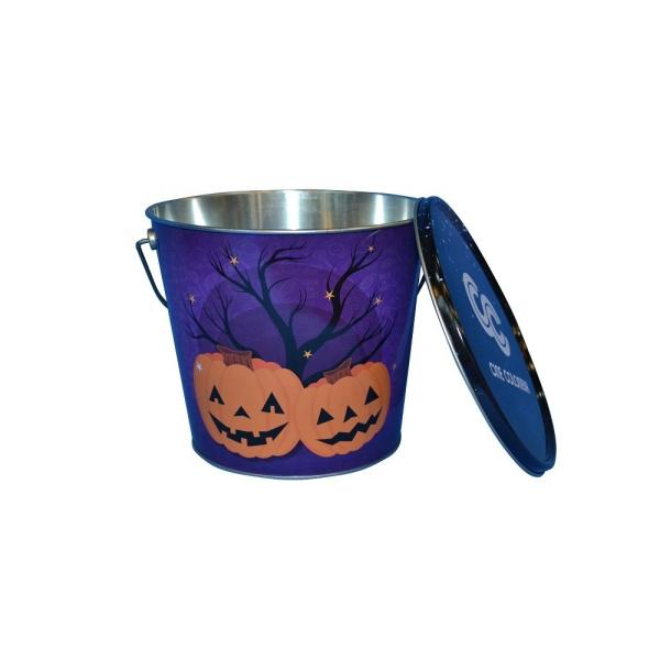DADI Customized Popcorn Tin Bucket Embossed Logo Design Movie Tinplate Metal Popcorn Bucket