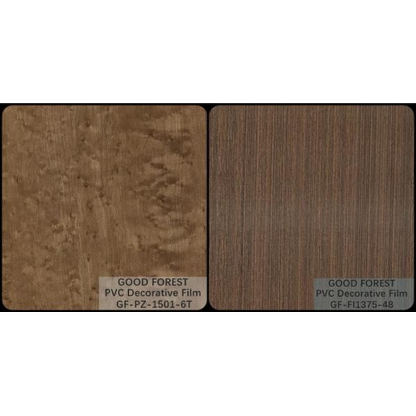 Wardrobes PVC Decorative Film Blistering Wooden Grain Light Brown Color