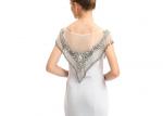 Elegant White Tassels Beading Long Evening Gown Dress For Ladies