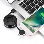 Micro USB TYPE-C iPhone 3 in 1 rounded Retractable Fast Charging USB Data Cable