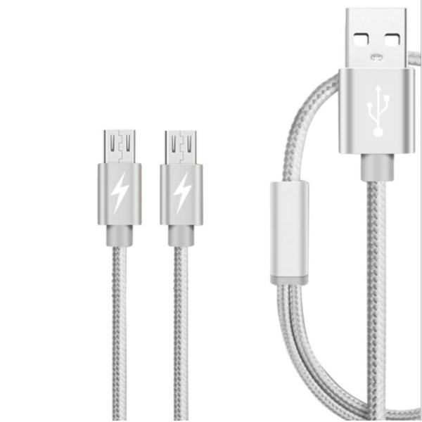 Usb 2.0 Micro Usb Data Cable , Android Charger Cable Metal Pet Nylon Braided For Samsung Phones