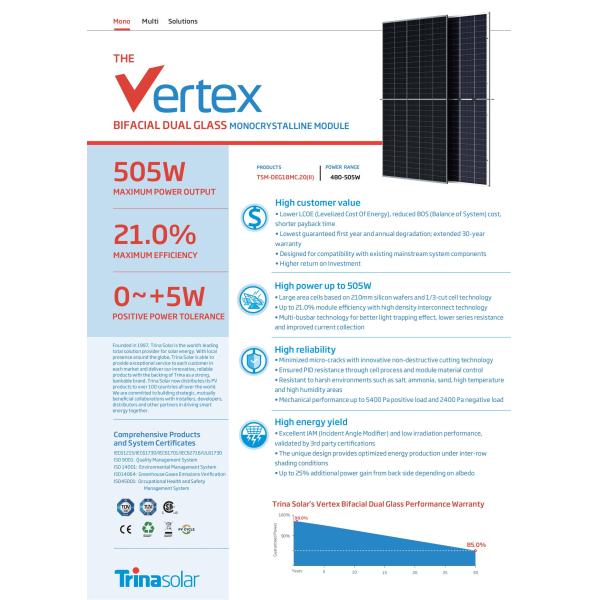 525W 530W Trina Solar Panel 535W 540W 545W Half Cell Panel Mono Half Cell