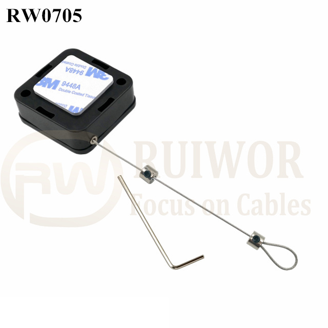 RW0705 Square Retractable Cable Plus Adjustalbe Lasso Loop End By Small Lock And Allen Key