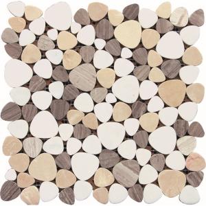  Black And White Glass Mosaic Tiles , 3D Triangle Round Marble Mosaic Wall Tile 30x30 Manufactures