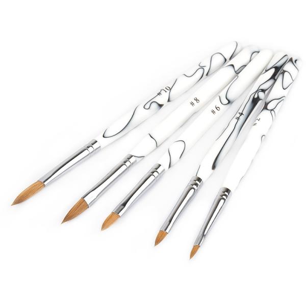 Marble Handle Nail Painting Brush Aluminium Ferrule Kolinsky Hair 3D Nail Brush