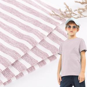 China T-Shirt Textured Stripe Fabric , Cotton 160gsm Yarn Dyed Stripe Fabric on sale