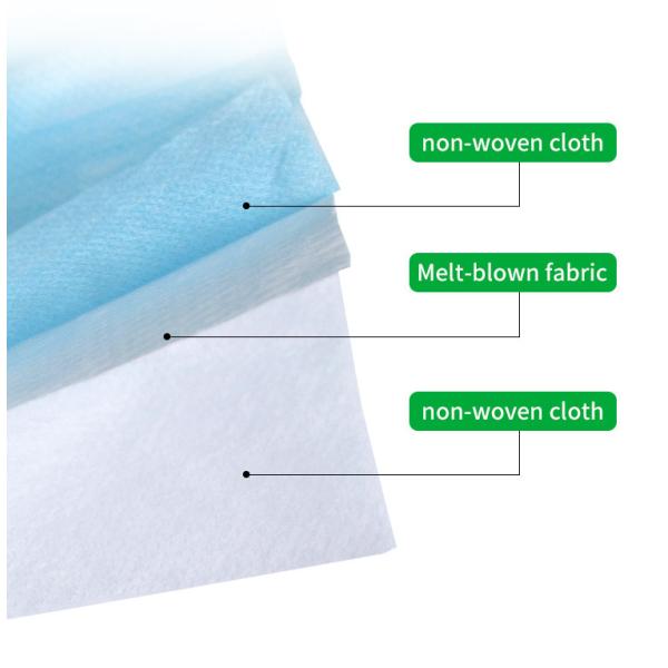 Blue Non Woven No Irritation 3 Ply Individual Packaging Face Masks