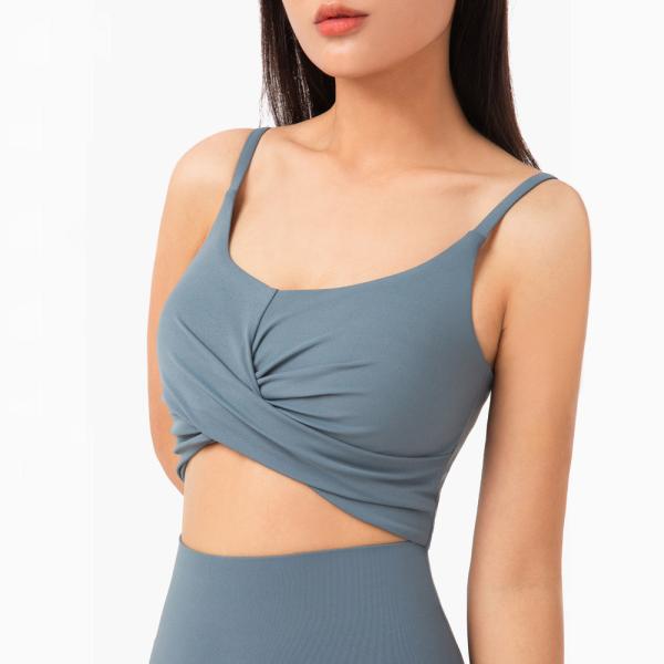Yoga Workout Sports Bra Cross Folds Sexy Thin Straps Women Running Fitness Yoga Underwear