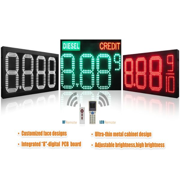 12 Inch Waterproof IP65 LED Gas Price Sign with RF Remote Control for Petrol Station