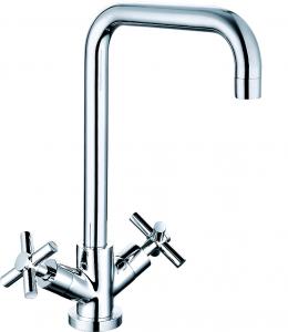  Economical Kitchen Mixer Taps Double Handle Brass Kitchen Sink Faucets T81024 Manufactures