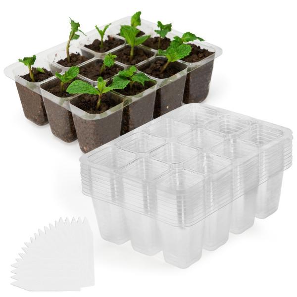12 Hole PP/PET Clear Seedling Tray Biodegradable Black Reusable Planting Tray