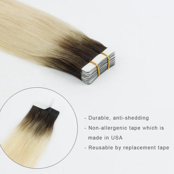 Blonde Color Raw Hair Tape in Hair Extensions Shedding No Customization Customized Request