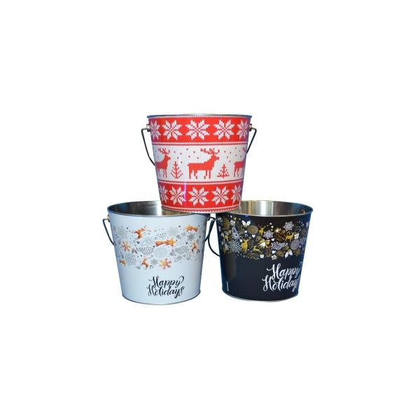 DADI 64oz Tinplate Metal Popcorn Bucket Colorful Flavored Popcorn Tins For Chocolate