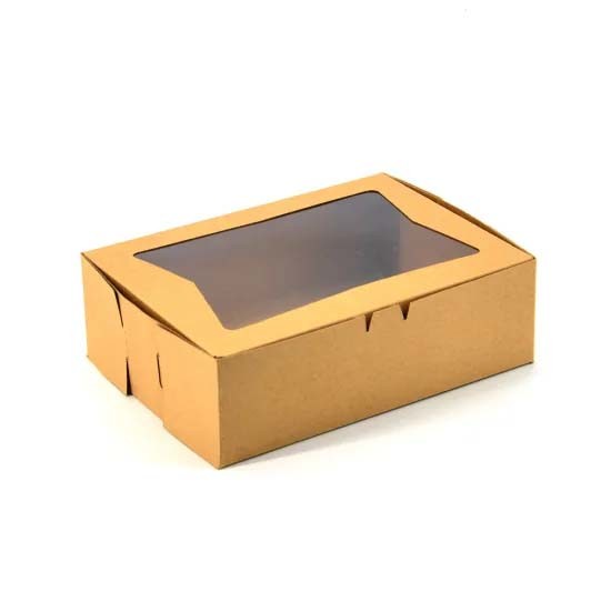 Custom C1S Dessert Paper Cake Packaging Box With PP Clear Window
