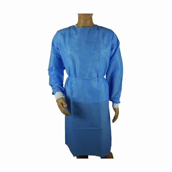 Blue Disposable Non Woven Isolation Gown With Seam Sealing Tape