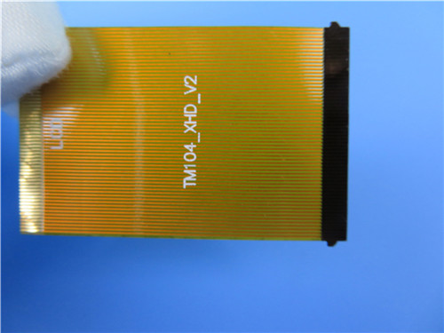 Single Layer Flex PCB Built on 1oz polyimide with polyimide stiffener for LCD Connector