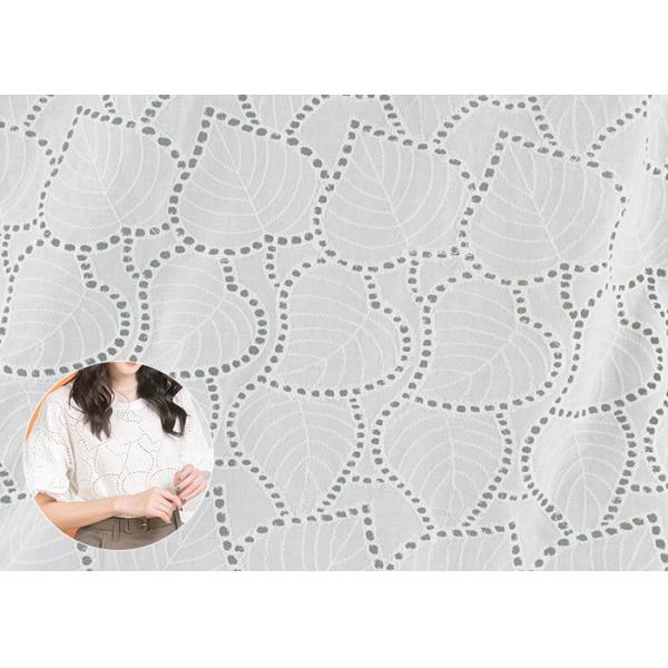Off White Eyelet Cotton Lace Fabric Leaf Embroidery Patterns