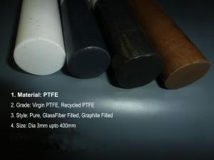  Bronze Fiber PTFE Rod Glass Carbon Graphite / Beads Filled Manufactures