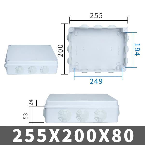 ABS Plastic Waterproof Adaptable Junction Box With Knockouts Entry Holes 255x200x80mm