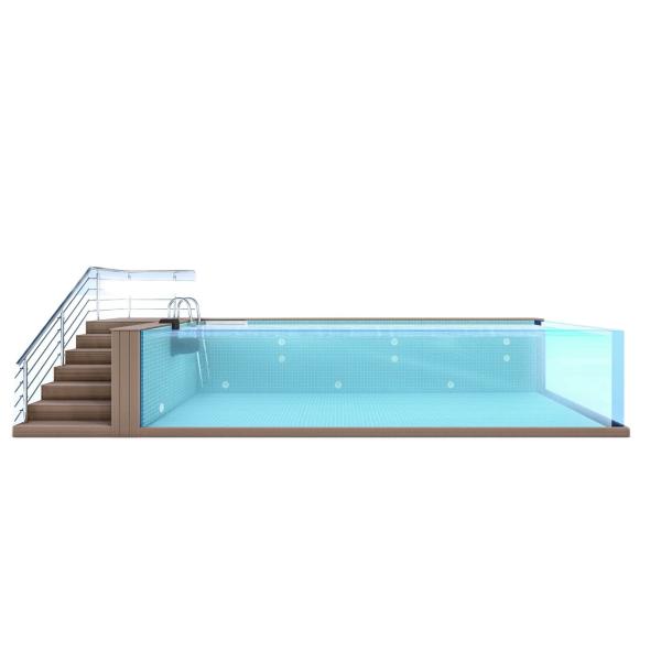 Wood plastic board coffee color above ground luxury swimming pools for holiday villages