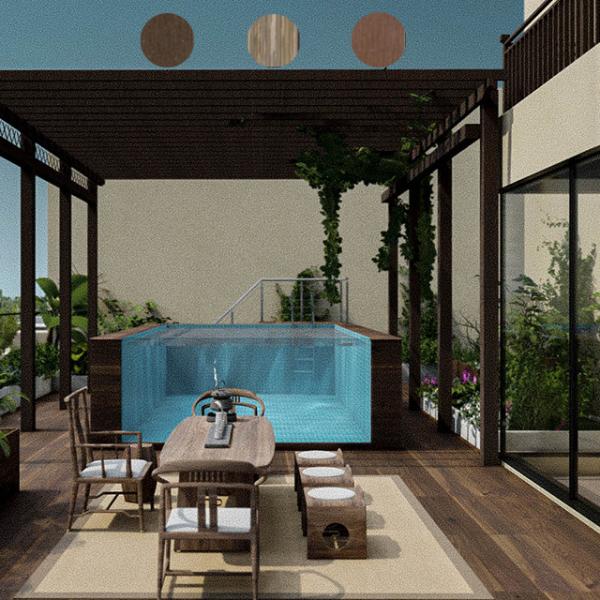 18Ft Above Ground Swimming Pool with Metal Frame and Acrylic Window in Transparent Color