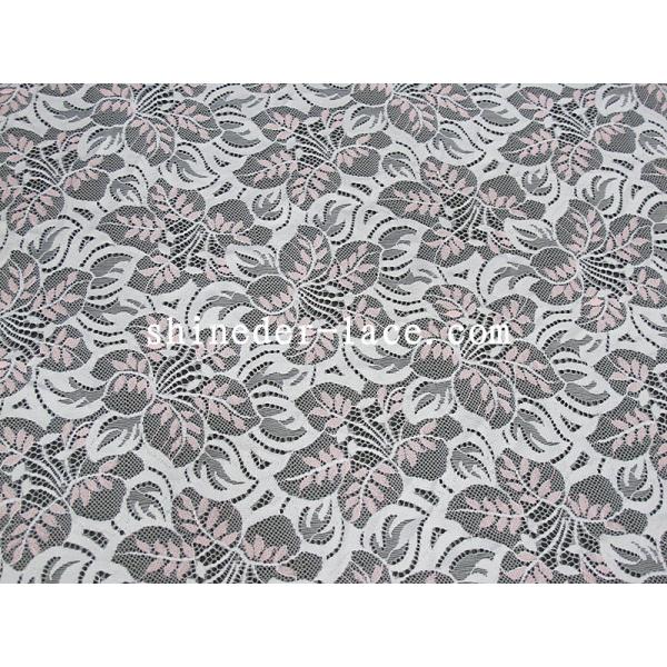 Pink / White Cotton Nylon Lace Fabric Or Customization Color For Apparel SYD-0182