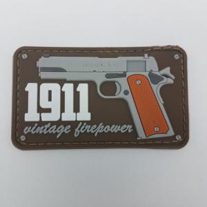 China 3D WWII Colt 1911 Pistol PVC Hook And Loop Patch Tactical Military USA Badge on sale