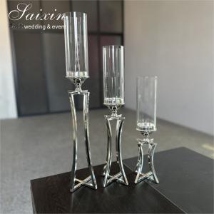 China Wedding Centerpiece Candlestick Table Decoration Silver Metal Wedding Candle Holder on sale