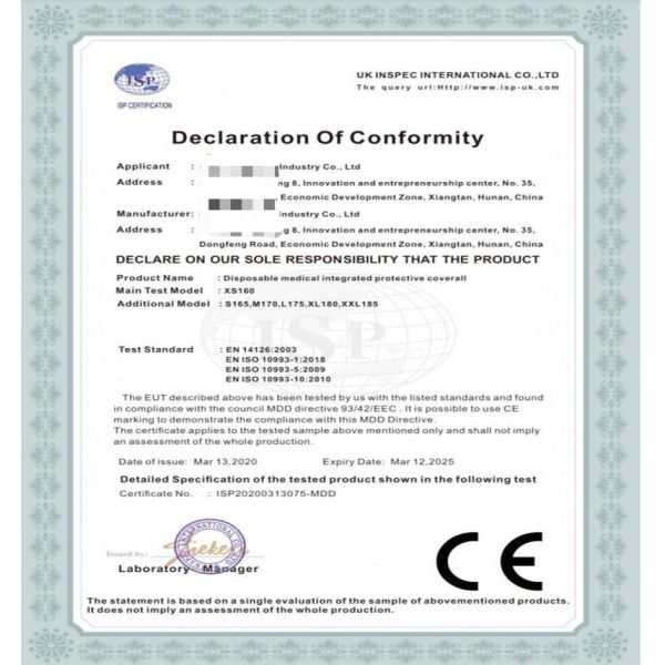 PPE Disposable Protective Suit , Chemical Protective Coveralls Clinical Mutiple Sizes