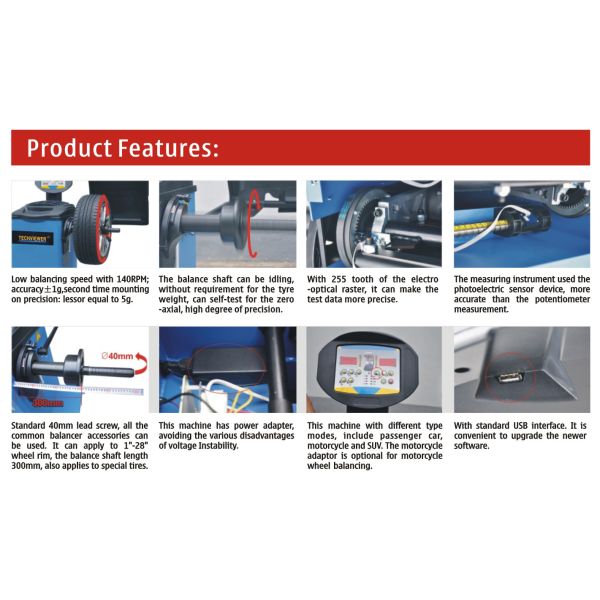 Economical 110v 220v Automatic Wheel Balancing Machine 0.09kw
