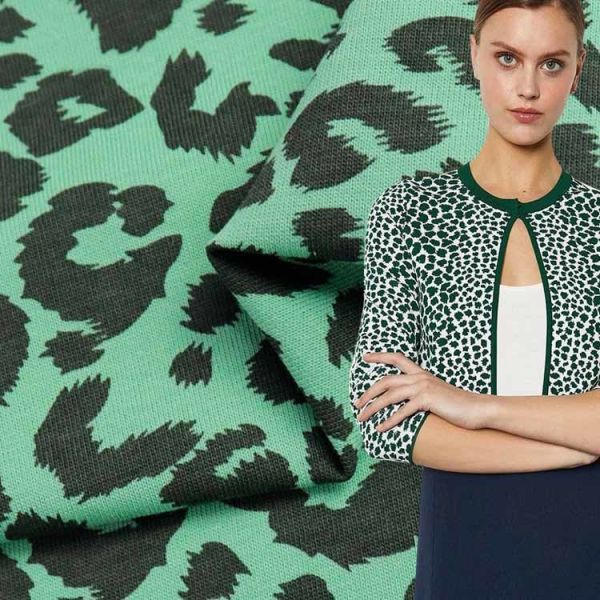 100% Cotton180cm  Stretch Knitted Fabric 240gsm Leopard Print Jersey Fabric