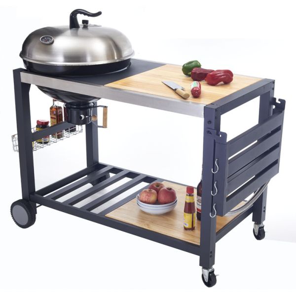 Outside Commercial Kitchen Equipments Charcoal BBQ Grill With Cabinet And Table