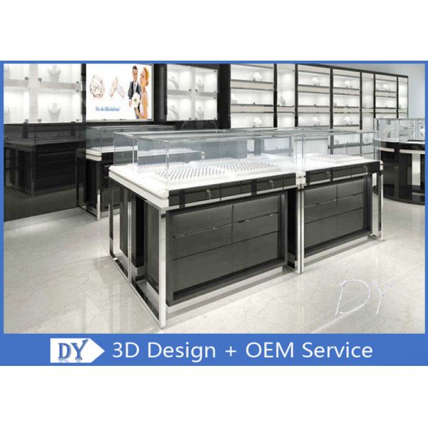 OEM Glossy Black Stainless Steel Showcase Display For Jewelry