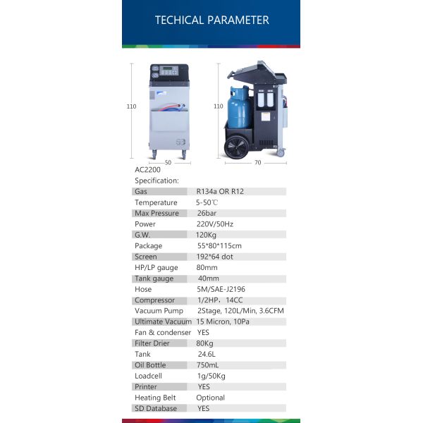 24.6L R134a Bus Recharge AC Refrigerant Recovery Machine 26bar