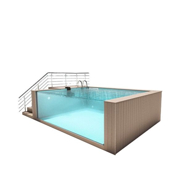 Hotel Backyard Fiberglass Infinity Pool with Acrylic Glass Design and Extra Large Size