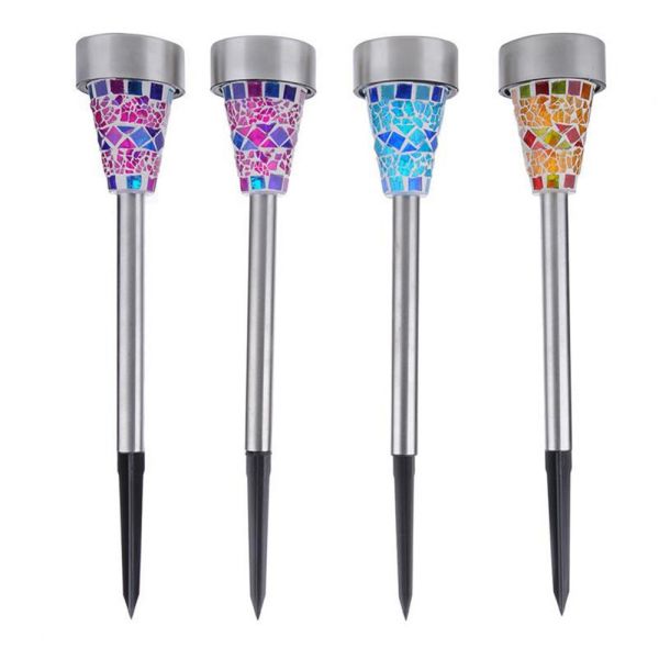 IP44 Solar Powered Mosaic Glass Garden Lights 2W 5000K