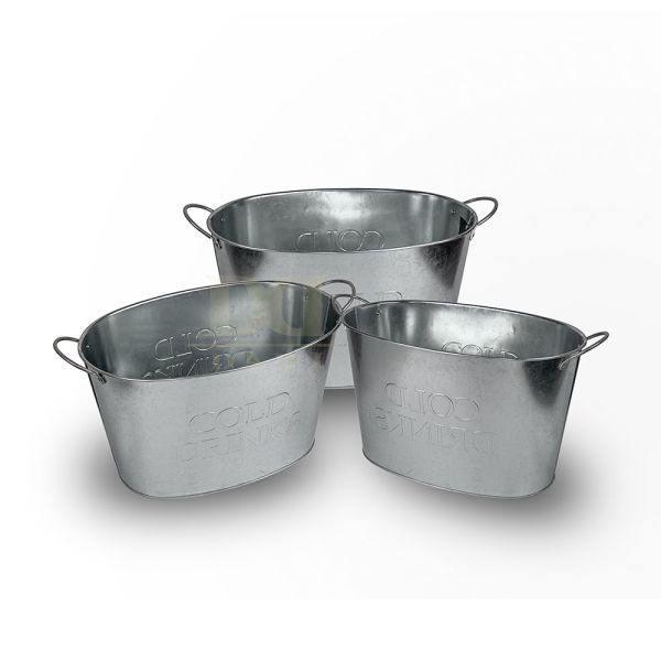 DADI Stackable Custom Tinplate Metal Ice Bucket Non Slip Base Zinc Plated Metal Drink Bucket