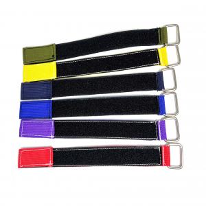  heavy duty Reusable various colors webbing sewing hook and loop fastener tape hook and loop straps with metal buckle Manufactures