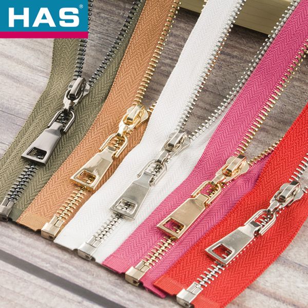 Fancy #5 Brass Zipper Green White 2 Way Metal Zip With Unique Zipper Pulls